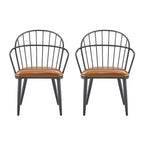 Christopher Knight Home Drats Modern Faux Leather Dining Chairs with Metal Legs(Set of 2), Brown/Black