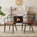 Sedie da pranzo moderne in similpelle con gambe in metallo (set da 2), marrone/nero