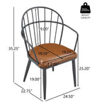 Sedie da pranzo moderne in similpelle con gambe in metallo (set da 2), marrone/nero