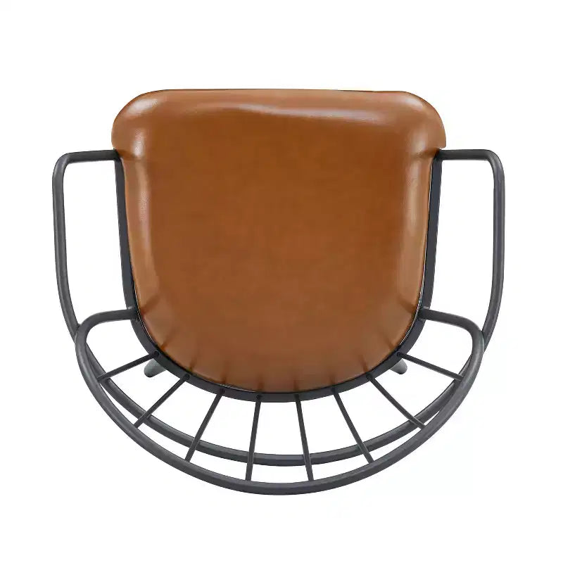 Sedie da pranzo moderne in similpelle con gambe in metallo (set da 2), marrone/nero