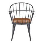 Sedie da pranzo moderne in similpelle con gambe in metallo (set da 2), marrone/nero