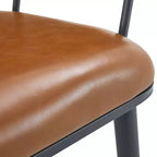 Sedie da pranzo moderne in similpelle con gambe in metallo (set da 2), marrone/nero