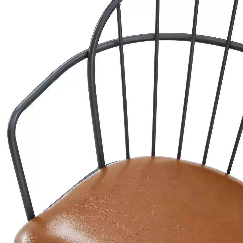 Sedie da pranzo moderne in similpelle con gambe in metallo (set da 2), marrone/nero
