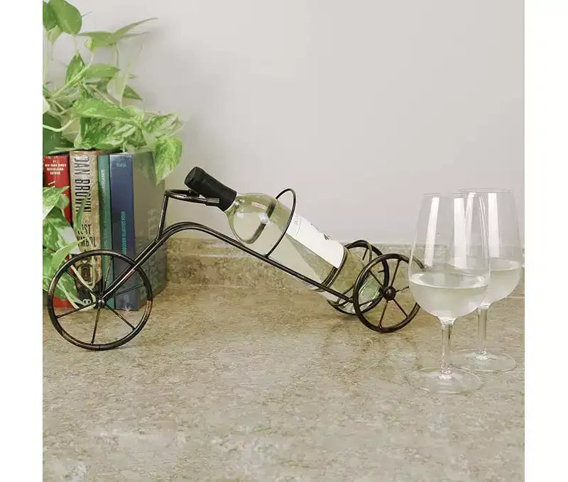 Portabottiglie Classico Vintage a Forma di Bicicletta, Porta Bottiglie Singolo da Appoggio, Organizer per Vino a Forma di Bicicletta per Top Cucina e Tavolo