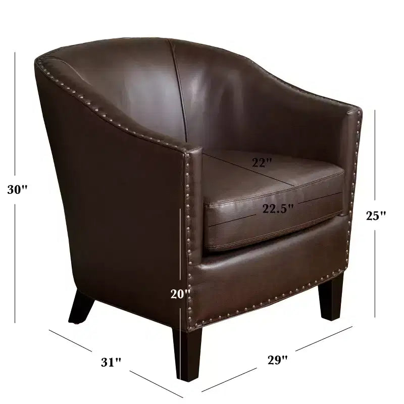 Poltrona Hawthorne Contemporary imbottita con borchie