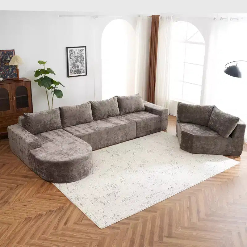 Divano modulare oversize da 142 W, divani componibili a nuvola imbottiti per soggiorno