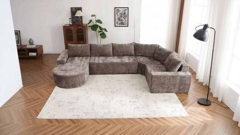 Divano modulare oversize da 142 W, divani componibili a nuvola imbottiti per soggiorno
