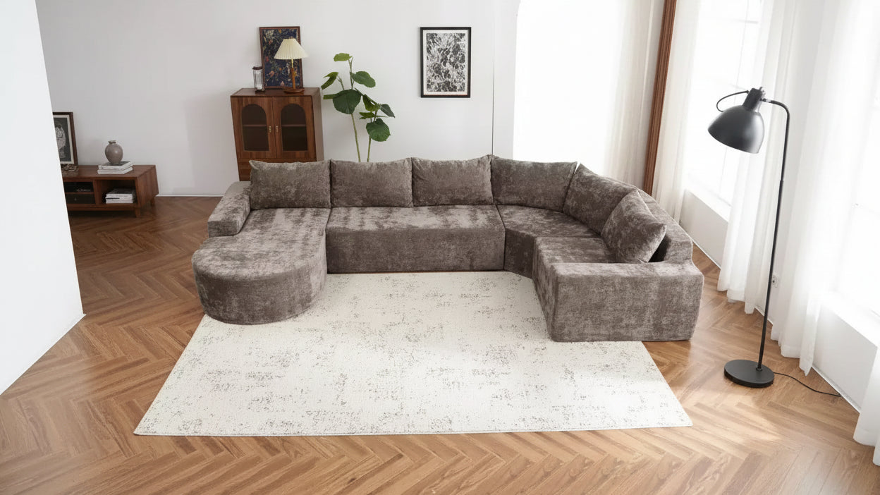 Divano modulare oversize da 142 W, divani componibili a nuvola imbottiti per soggiorno