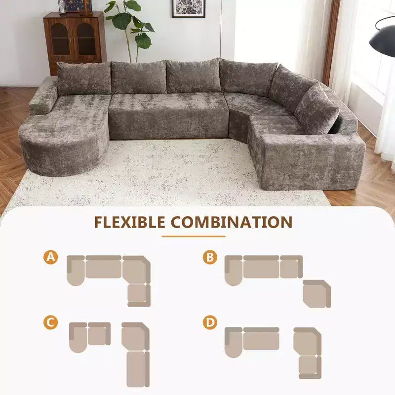 Divano modulare oversize da 142 W, divani componibili a nuvola imbottiti per soggiorno