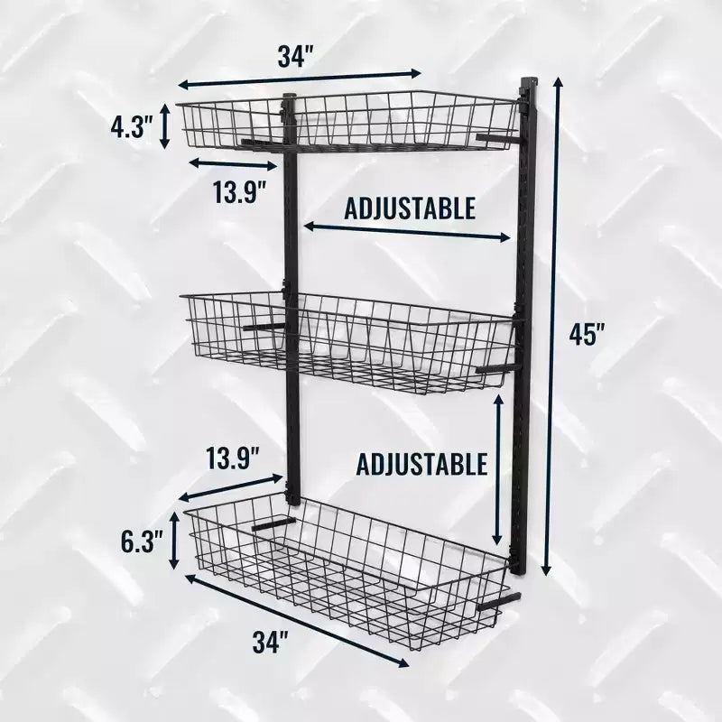 Cestino a G Teal Triangle | Sistema di stoccaggio a parete regolabile | Portata 54 kg