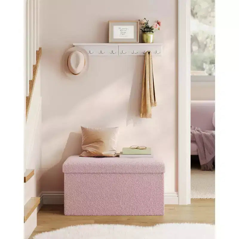 Panca Contenitore Ottomana, Cassapanca, 38 x 76 x 38 cm, Panca da Fondo Letto, Carico Massimo 300 kg