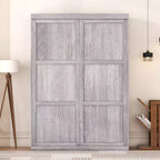 Letto a scomparsa/a muro Murphy a una piazza e mezza/matrimoniale, letto con armadio in legno, grigio
