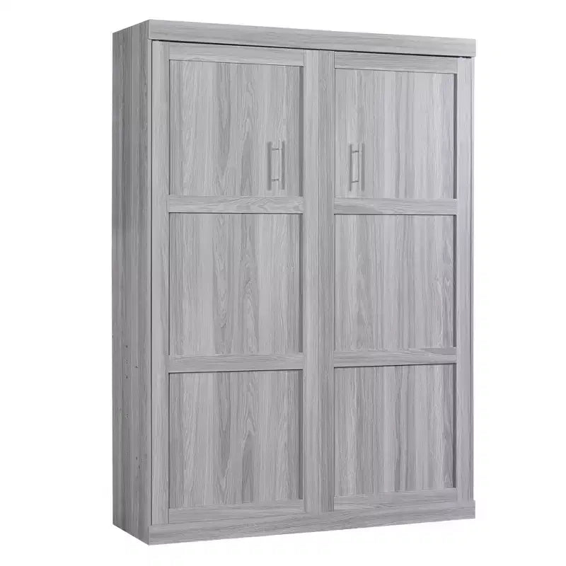 Letto a scomparsa/a muro Murphy a una piazza e mezza/matrimoniale, letto con armadio in legno, grigio