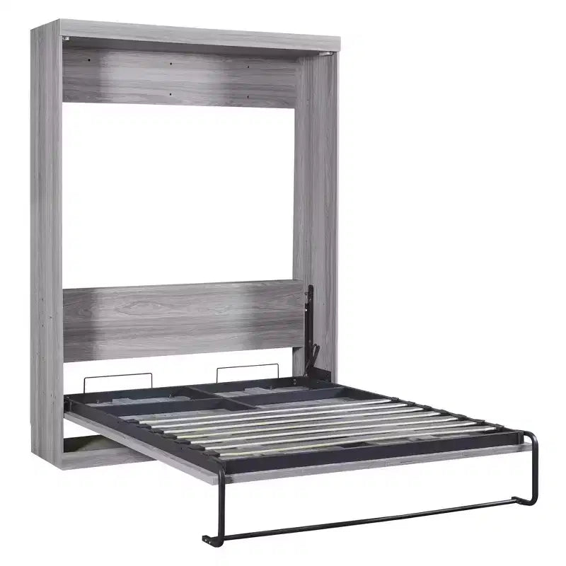 Letto a scomparsa/a muro Murphy a una piazza e mezza/matrimoniale, letto con armadio in legno, grigio