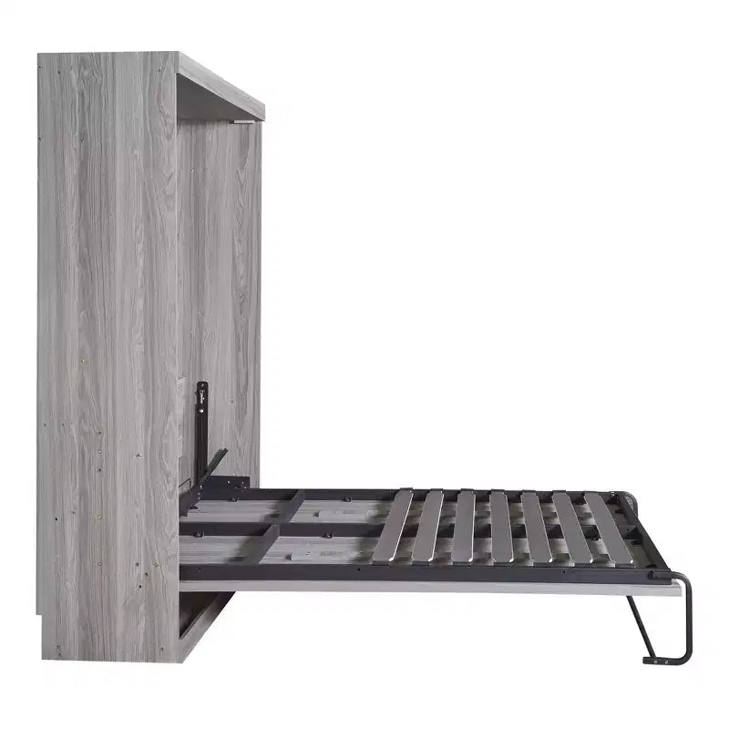 Letto a scomparsa/a muro Murphy a una piazza e mezza/matrimoniale, letto con armadio in legno, grigio