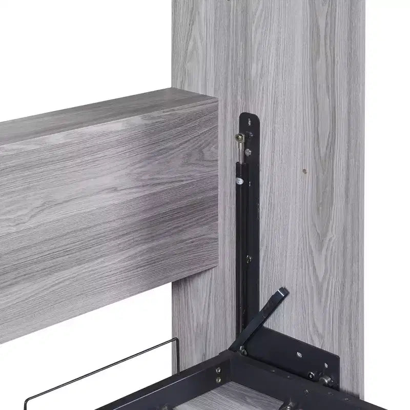 Letto a scomparsa/a muro Murphy a una piazza e mezza/matrimoniale, letto con armadio in legno, grigio