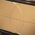 Tavolino Verona 23 con Vano Contenitore, Stile Glamour Contemporaneo, Nero Espresso e Oro Tenue in Legno di Betulla e Impiallacciatura