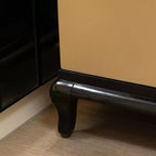 Tavolino Verona 23 con Vano Contenitore, Stile Glamour Contemporaneo, Nero Espresso e Oro Tenue in Legno di Betulla e Impiallacciatura