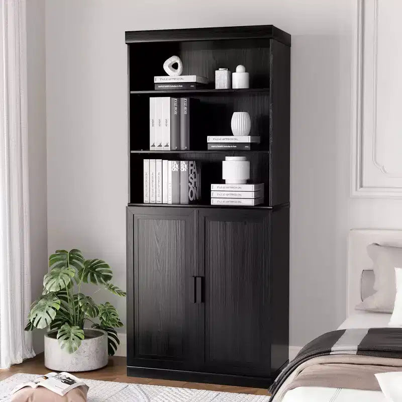 36x31x16 Mobiletto d'accento in legno con ripiano regolabile, armadietto nero