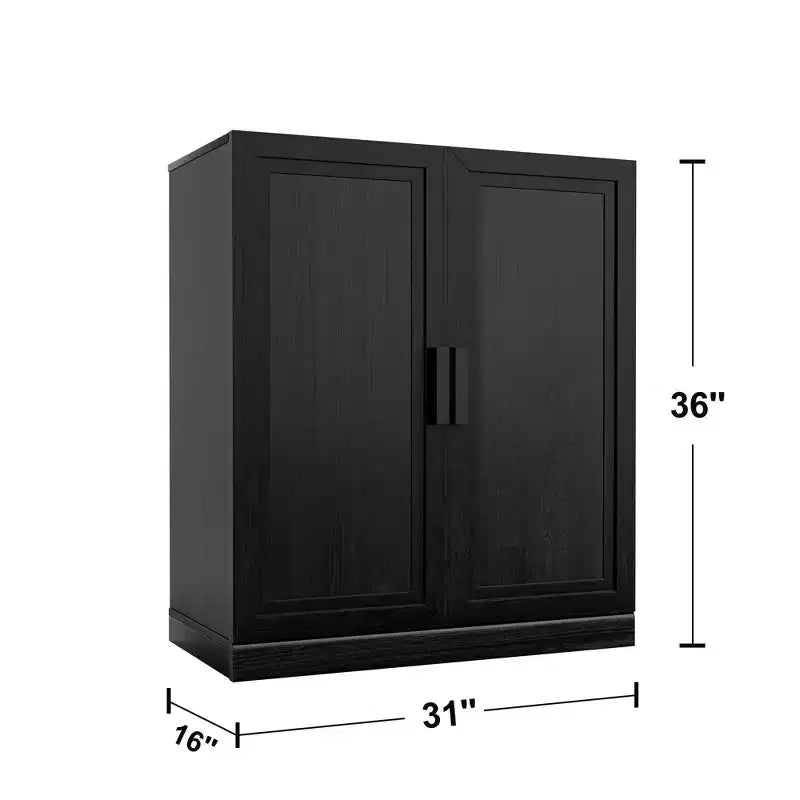 36x31x16 Mobiletto d'accento in legno con ripiano regolabile, armadietto nero