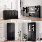 36x31x16 Mobiletto d'accento in legno con ripiano regolabile, armadietto nero