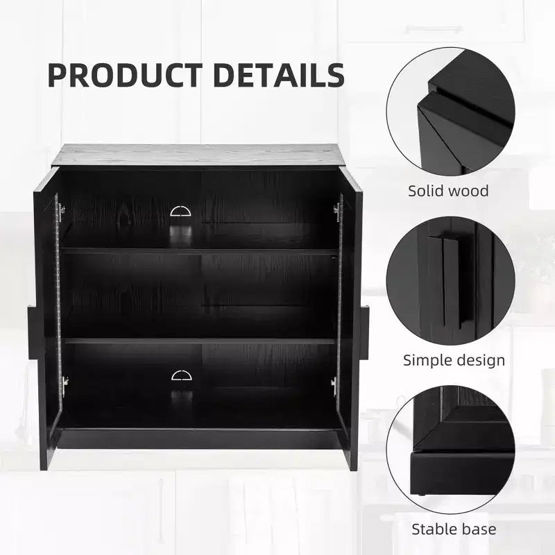 36x31x16 Mobiletto d'accento in legno con ripiano regolabile, armadietto nero