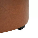 Pouf rotondo moderno in similpelle trapuntata Rafael, marrone chiaro