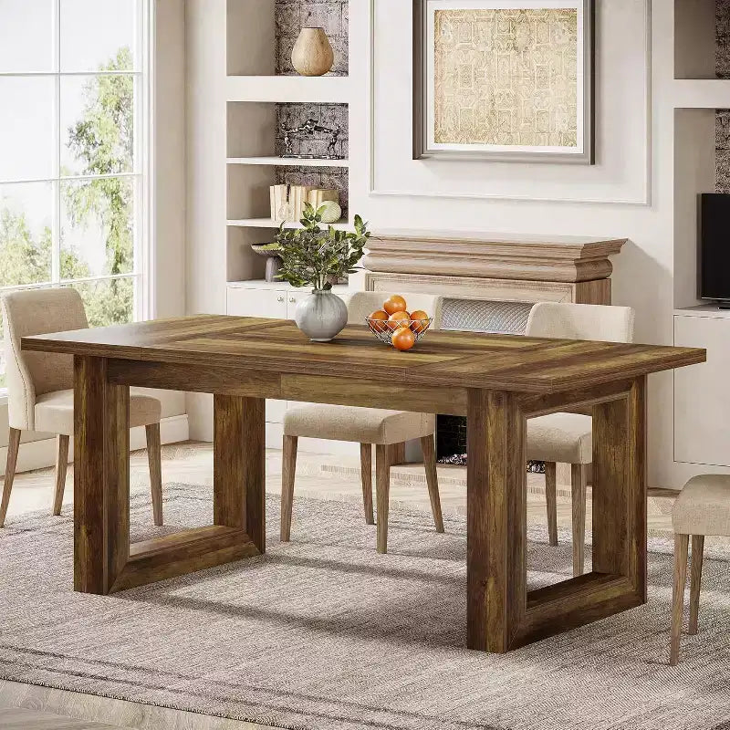 Tavolo da Pranzo Rustico per 4-6 Persone, Tavolo da Cucina in Legno da 160 cm, Tavolo da Pranzo Rettangolare per Sala da Pranzo, Soggiorno, Cucina