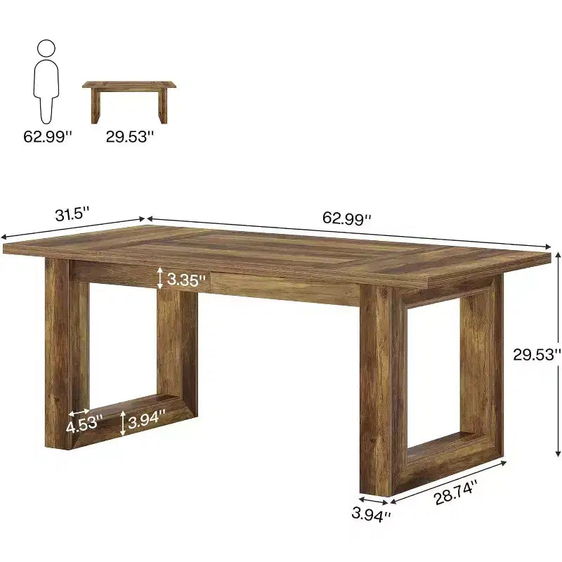 Tavolo da Pranzo Rustico per 4-6 Persone, Tavolo da Cucina in Legno da 160 cm, Tavolo da Pranzo Rettangolare per Sala da Pranzo, Soggiorno, Cucina