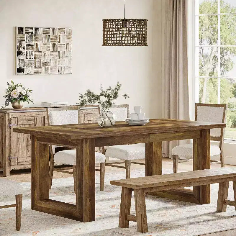 Tavolo da Pranzo Rustico per 4-6 Persone, Tavolo da Cucina in Legno da 160 cm, Tavolo da Pranzo Rettangolare per Sala da Pranzo, Soggiorno, Cucina