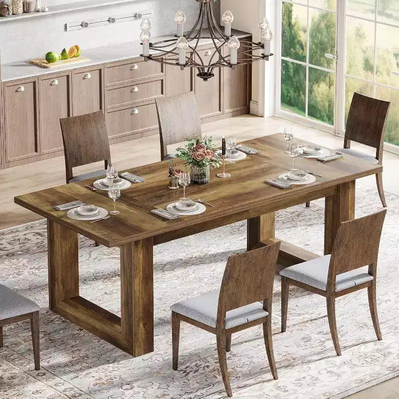 Tavolo da Pranzo Rustico per 4-6 Persone, Tavolo da Cucina in Legno da 160 cm, Tavolo da Pranzo Rettangolare per Sala da Pranzo, Soggiorno, Cucina