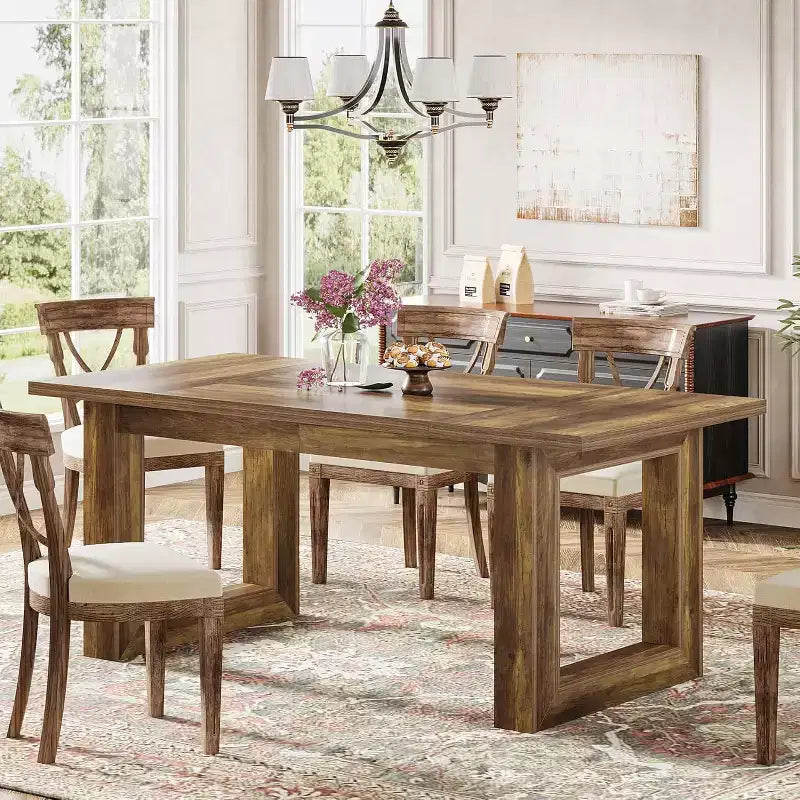 Tavolo da Pranzo Rustico per 4-6 Persone, Tavolo da Cucina in Legno da 160 cm, Tavolo da Pranzo Rettangolare per Sala da Pranzo, Soggiorno, Cucina
