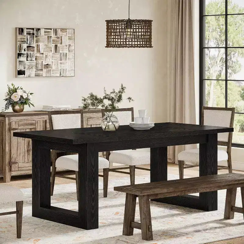 Tavolo da Pranzo Rustico per 4-6 Persone, Tavolo da Cucina in Legno da 160 cm, Tavolo da Pranzo Rettangolare per Sala da Pranzo, Soggiorno, Cucina