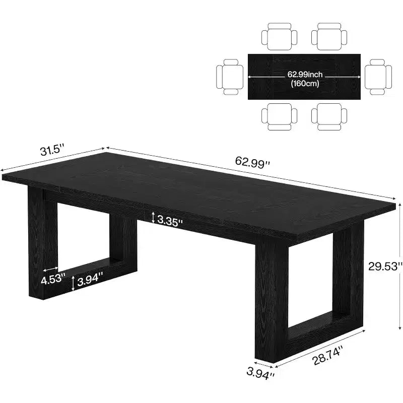 Tavolo da Pranzo Rustico per 4-6 Persone, Tavolo da Cucina in Legno da 160 cm, Tavolo da Pranzo Rettangolare per Sala da Pranzo, Soggiorno, Cucina
