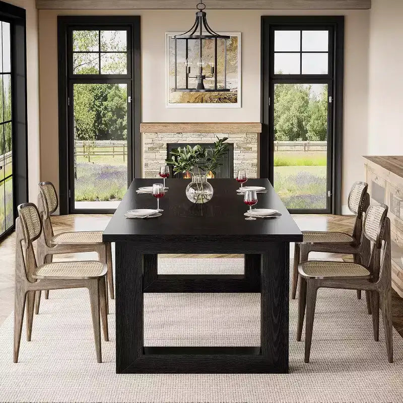 Tavolo da Pranzo Rustico per 4-6 Persone, Tavolo da Cucina in Legno da 160 cm, Tavolo da Pranzo Rettangolare per Sala da Pranzo, Soggiorno, Cucina