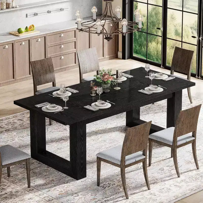 Tavolo da Pranzo Rustico per 4-6 Persone, Tavolo da Cucina in Legno da 160 cm, Tavolo da Pranzo Rettangolare per Sala da Pranzo, Soggiorno, Cucina