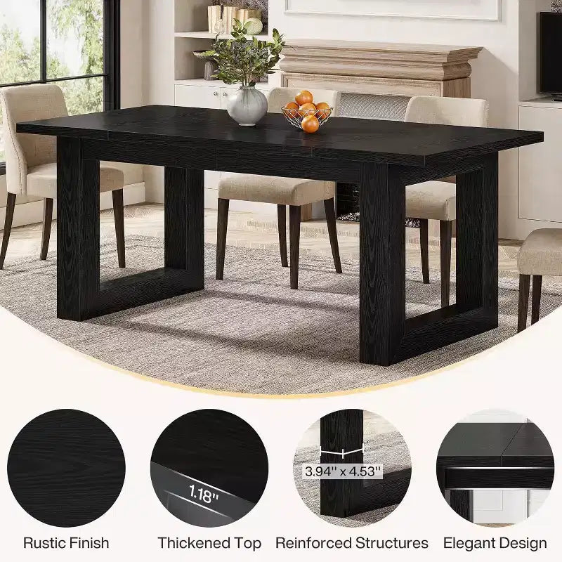 Tavolo da Pranzo Rustico per 4-6 Persone, Tavolo da Cucina in Legno da 160 cm, Tavolo da Pranzo Rettangolare per Sala da Pranzo, Soggiorno, Cucina