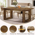 Tavolo da Pranzo Rustico per 4-6 Persone, Tavolo da Cucina in Legno da 160 cm, Tavolo da Pranzo Rettangolare per Sala da Pranzo, Soggiorno, Cucina