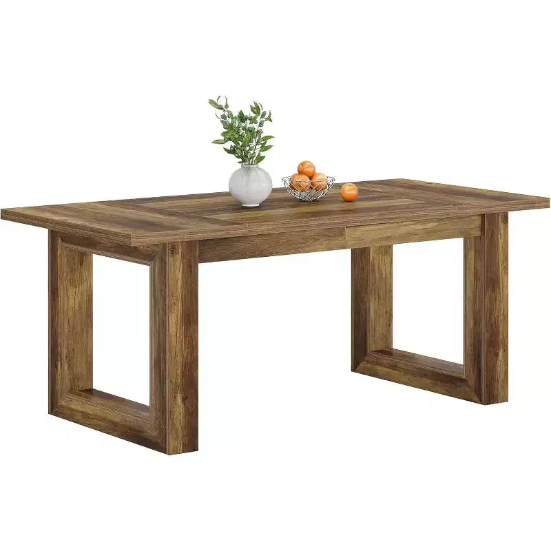 Lantine Farmhouse Dining Table for 4-6 People, 63-Inch Wood Kitchen Table, Rectangular Dinner Table for Dining Room, Living Room, Kitchen