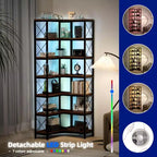 Libreria ad angolo a 7 ripiani con strisce luminose a LED IF076
