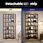Libreria ad angolo a 7 ripiani con strisce luminose a LED IF076