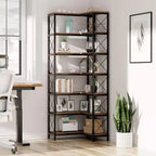Libreria ad angolo a 7 ripiani con strisce luminose a LED IF076