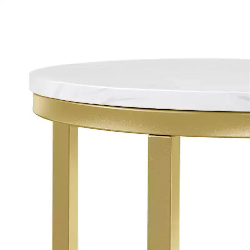 Tavolino d'accento moderno con base a X e gambe in metallo, piano rotondo