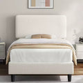 Yaheetech Upholstered Bed Frame with Adjustable Headboard and Mattress Foundation with Wooden Slat Support