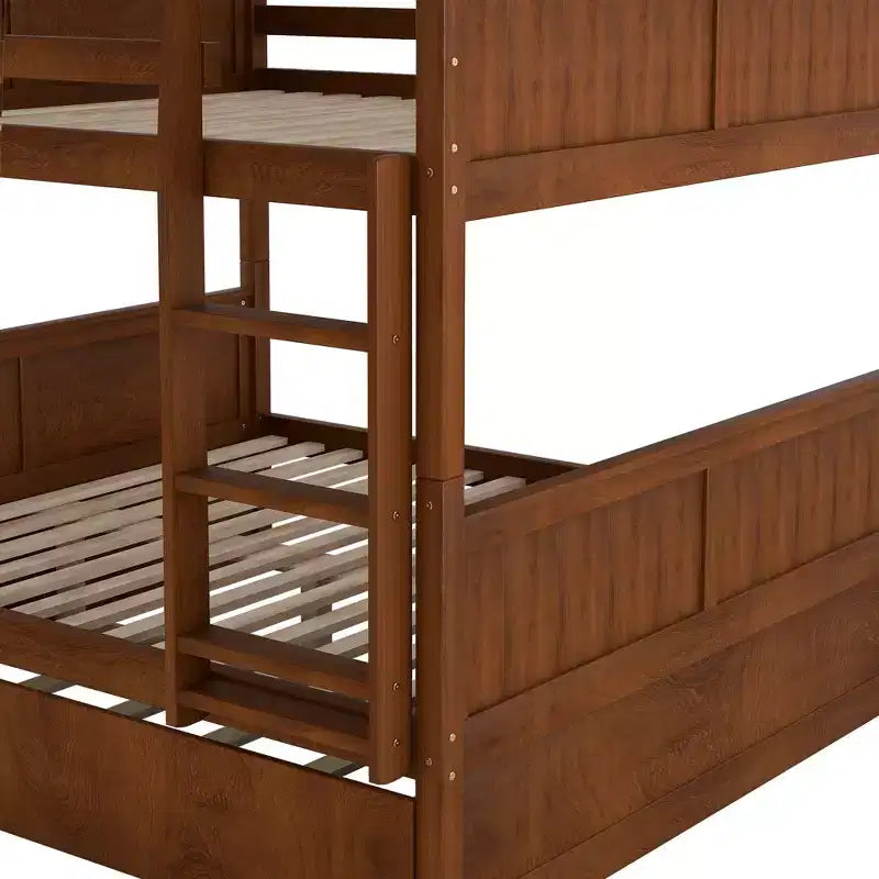 Letto a castello in legno Whisen, piazza e mezza su piazza e mezza, con letto estraibile singolo