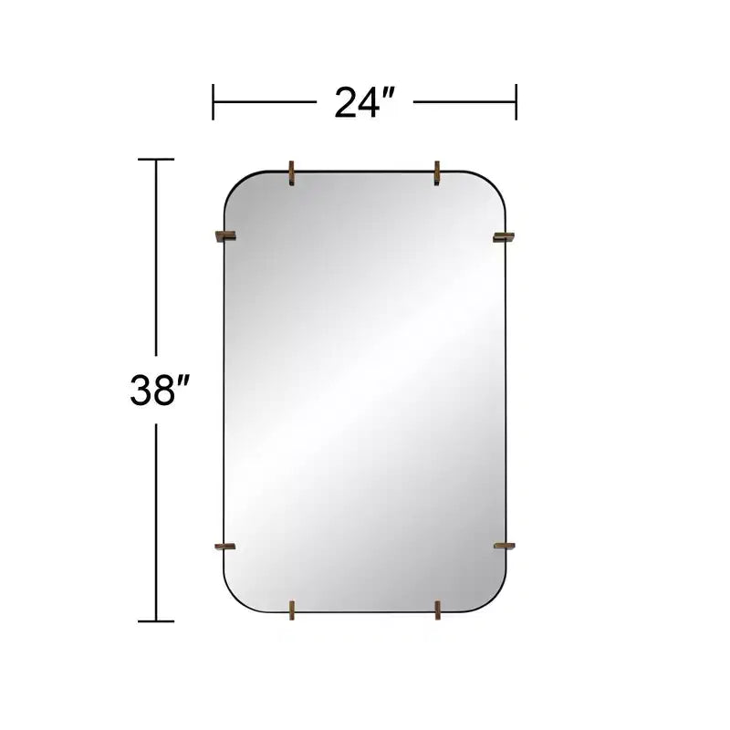 Specchio da parete Radius 24 x 38 nero con bordo arrotondato
