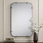 Specchio da parete Radius 24 x 38 nero con bordo arrotondato