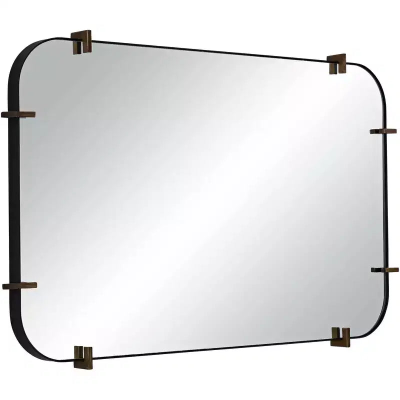 Specchio da parete Radius 24 x 38 nero con bordo arrotondato