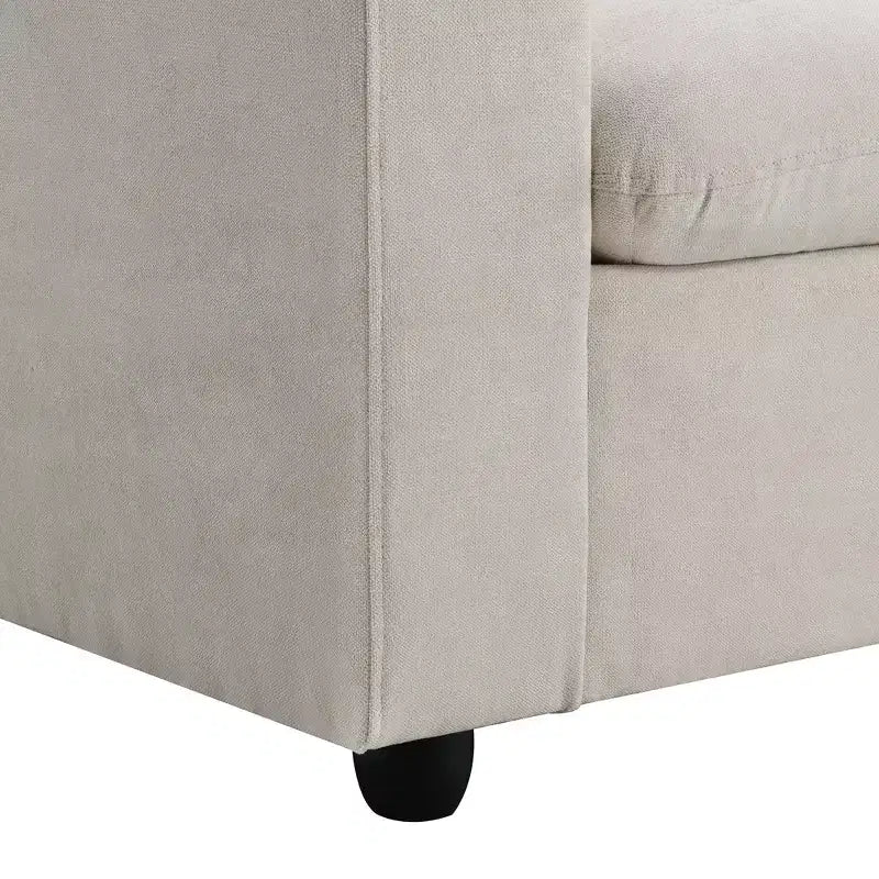 Divano sezionale a L in tessuto 101 con pouf