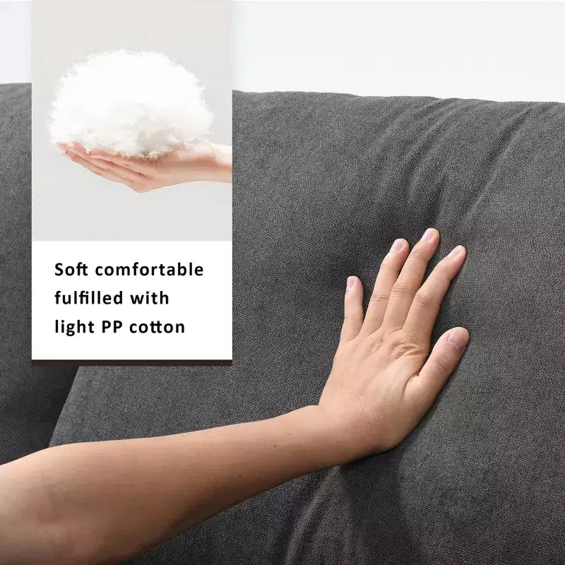 Divano sezionale a L in tessuto 101 con pouf